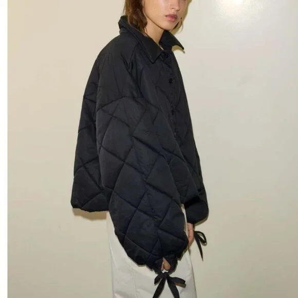 Deiji Studios - The Collared Quilt Coat - Black SM - Picture 1 of 6